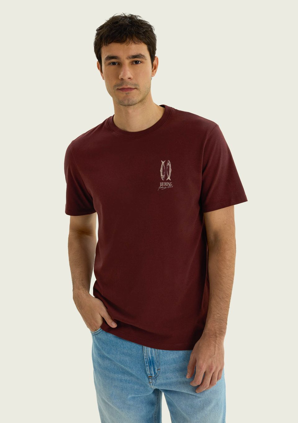 Camiseta Masculina Manga Curta com Estampa - Vinho