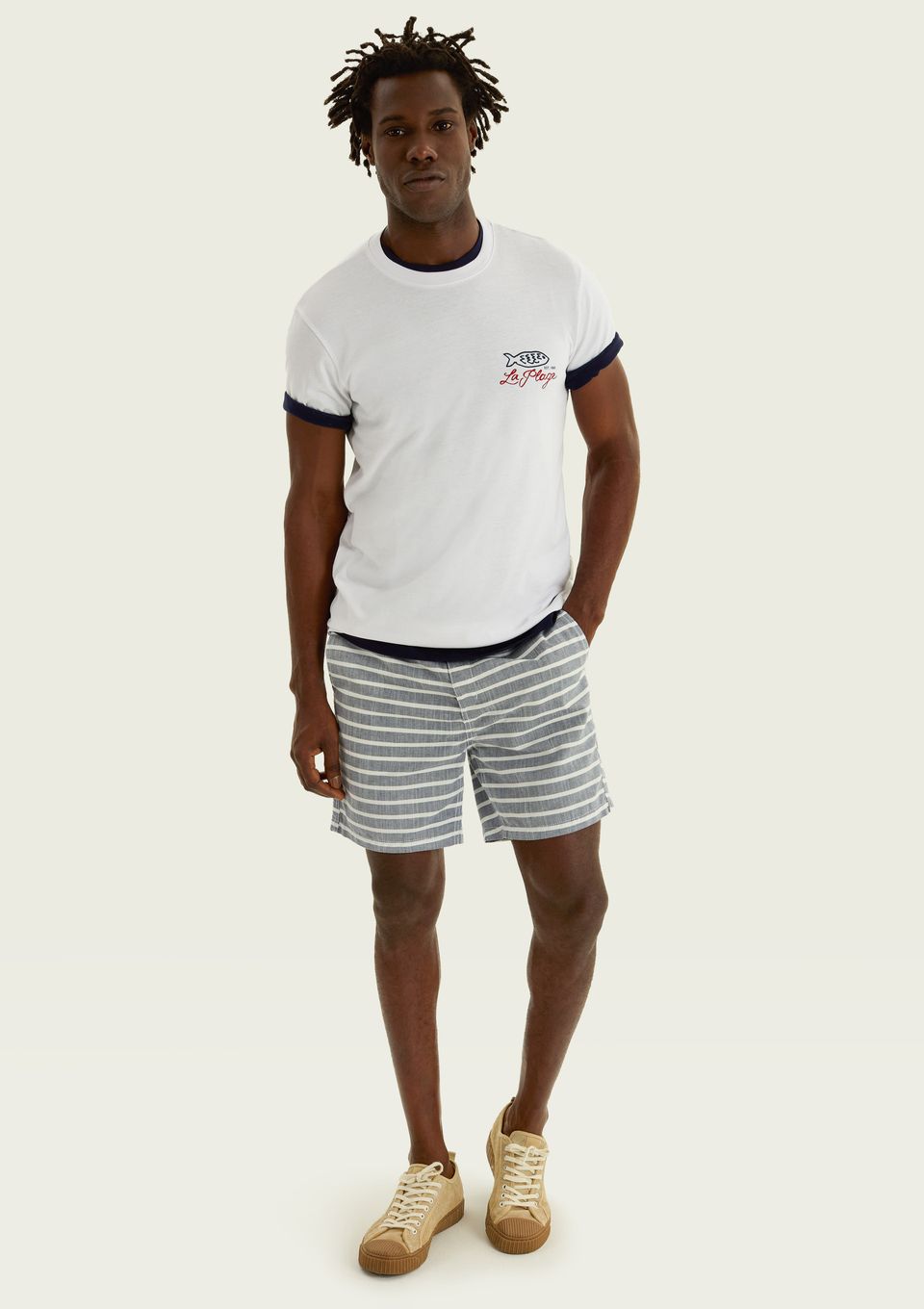 Camiseta Masculina Manga Curta com Estampa - Branco