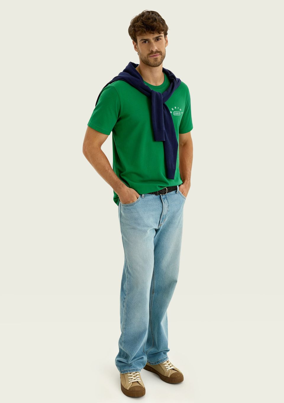 Camiseta Masculina com Estampa em Malha Premium - Verde