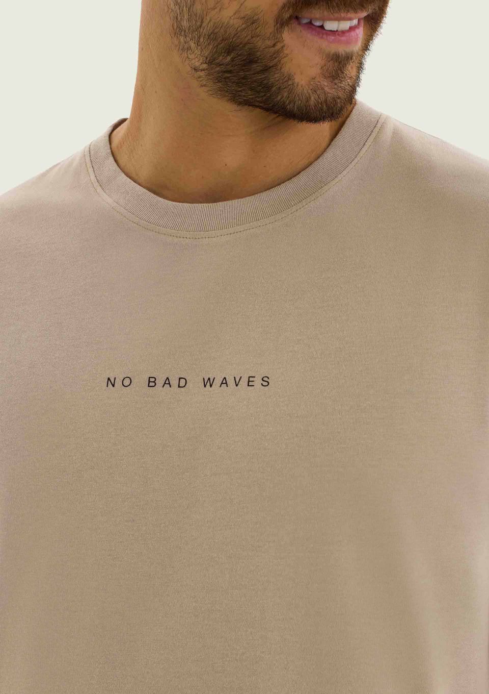 Camiseta Masculina Manga Curta com Estampa - Bege