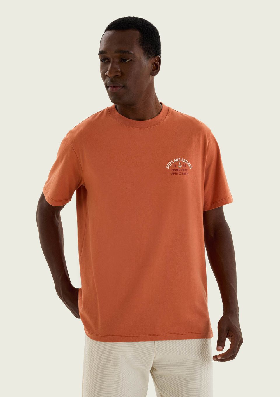 Camiseta Masculina Super Cotton Estampada - Laranja
