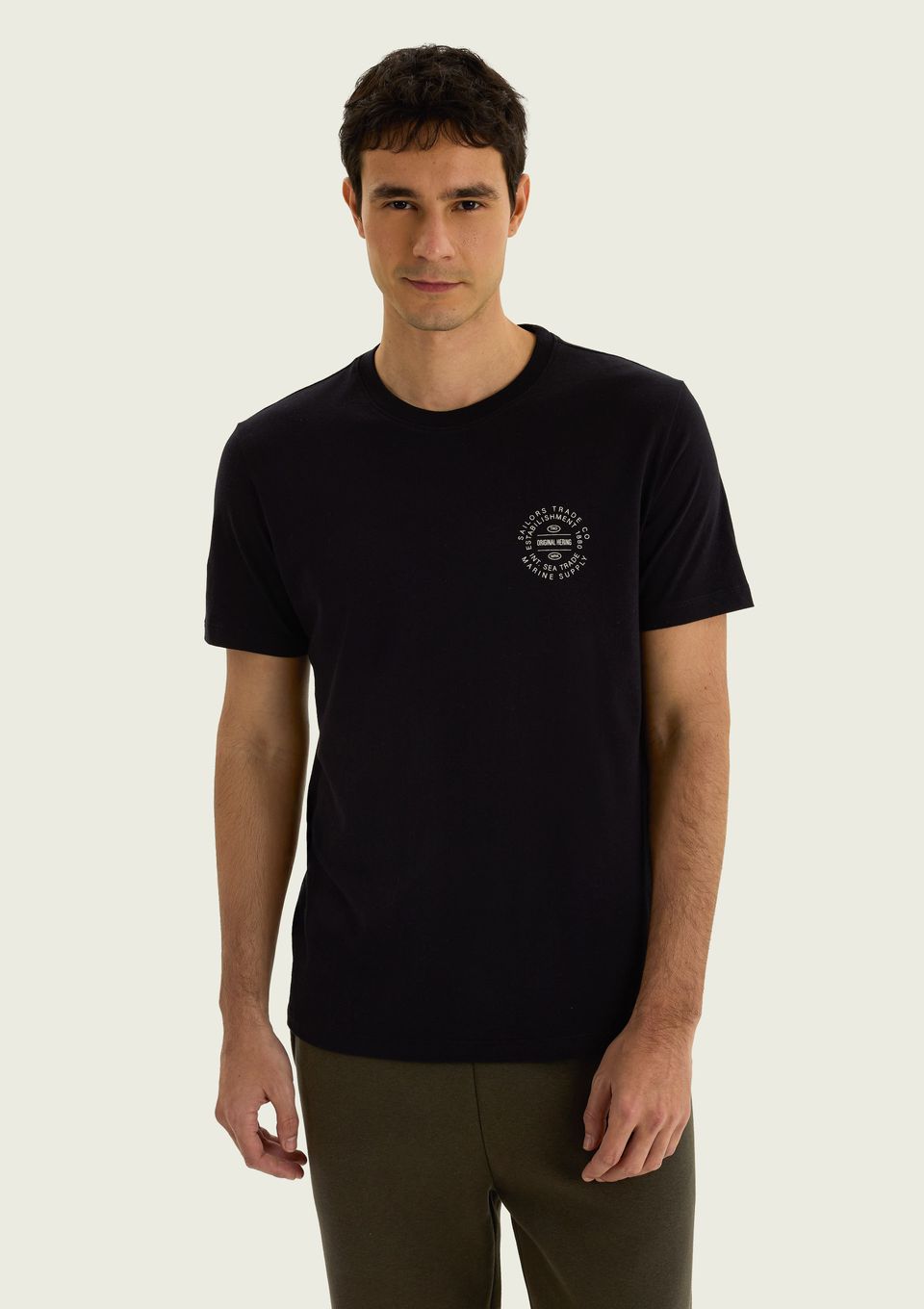 Camiseta Masculina Manga Curta com Estampa - Preto