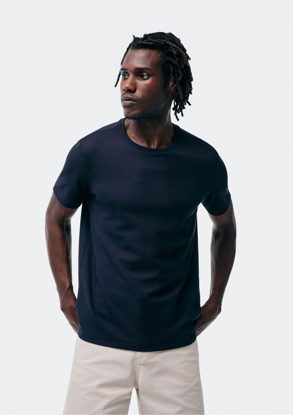 Camiseta Masculina Texturizada em Algodão Peruano - Preto