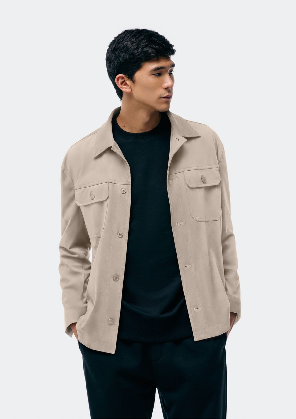 Jaqueta Masculina em Suede Leve - Bege