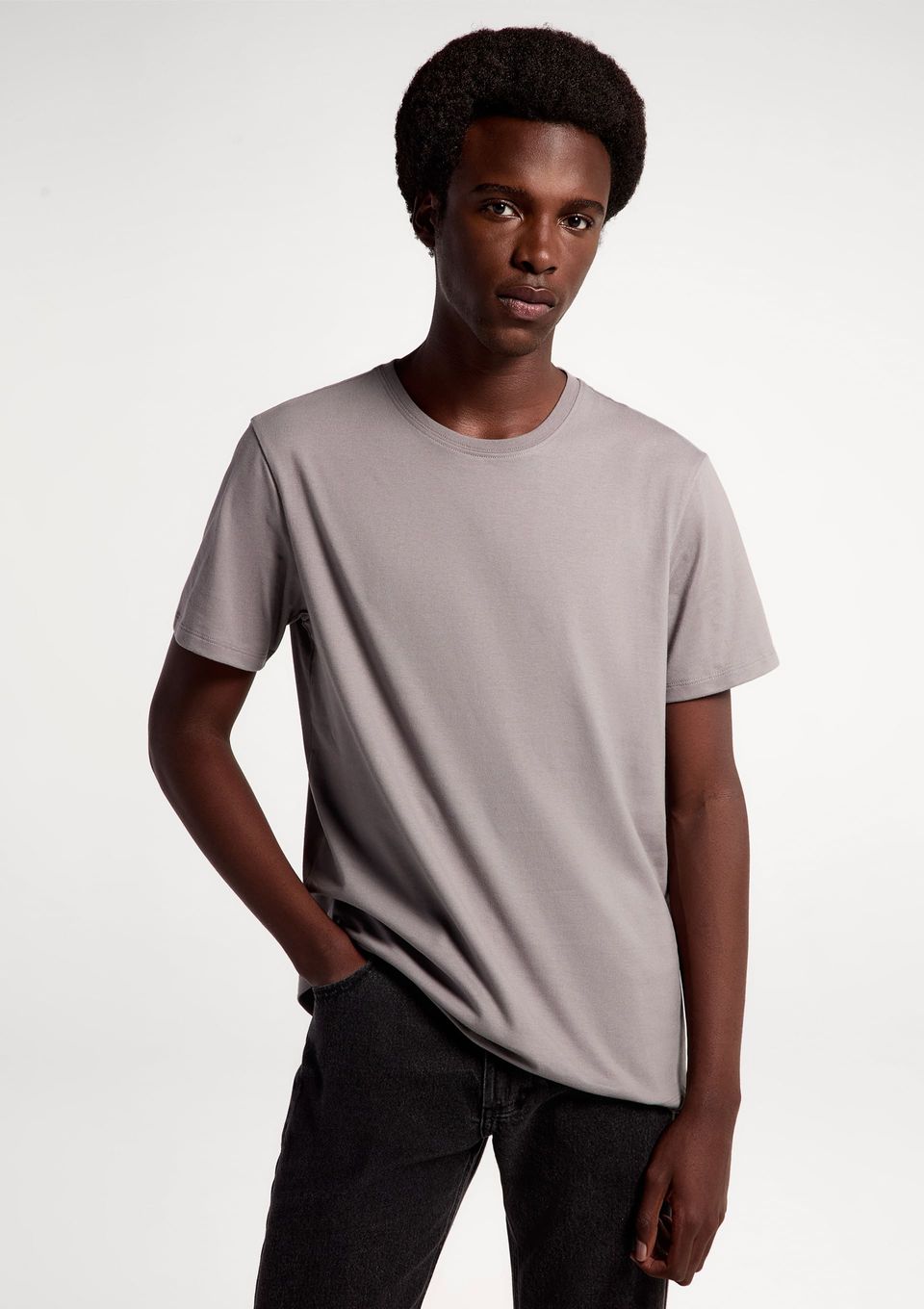 Camiseta Básica Masculina Comfort Super Cotton - Cinza