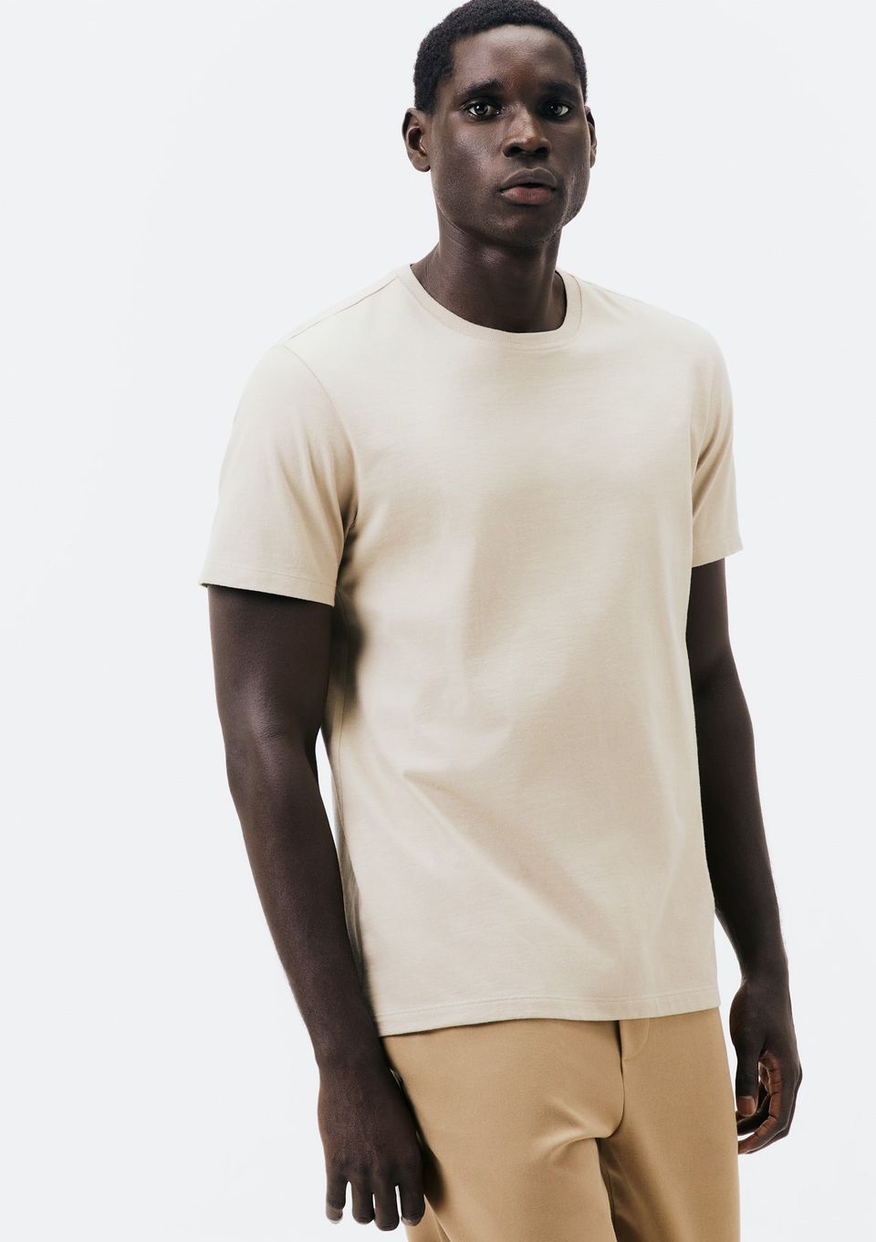 Camiseta Básica Masculina Comfort Super Cotton - Bege