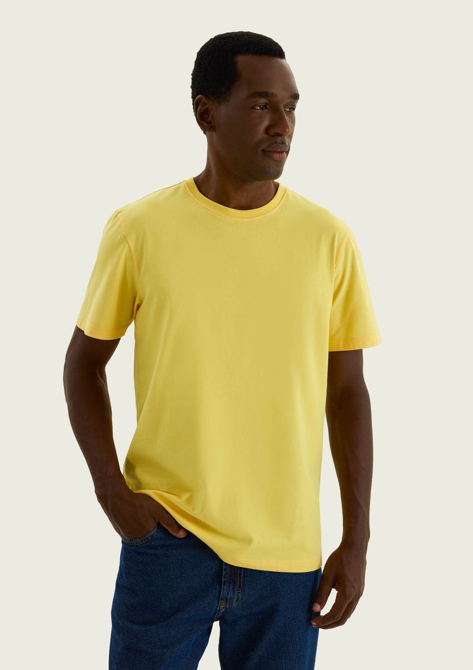 Camiseta Básica Masculina Comfort Super Cotton - Amarelo