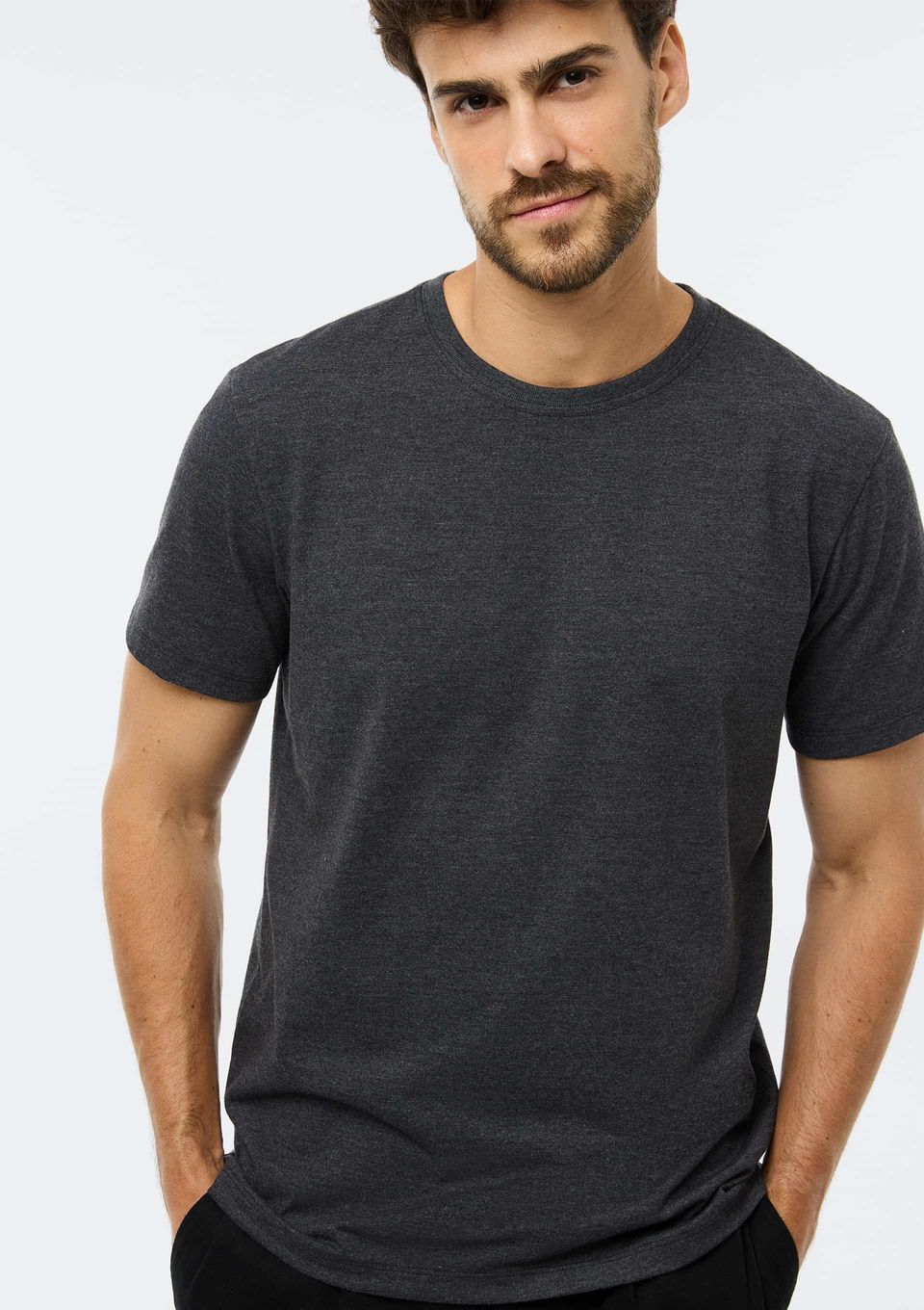 Camiseta Básica Masculina Comfort Super Cotton - Cinza