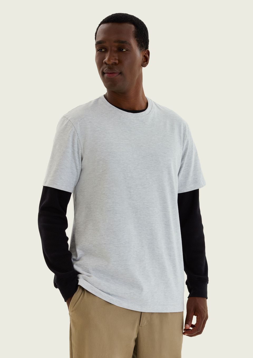 Camiseta Básica Masculina Comfort Super Cotton - Cinza