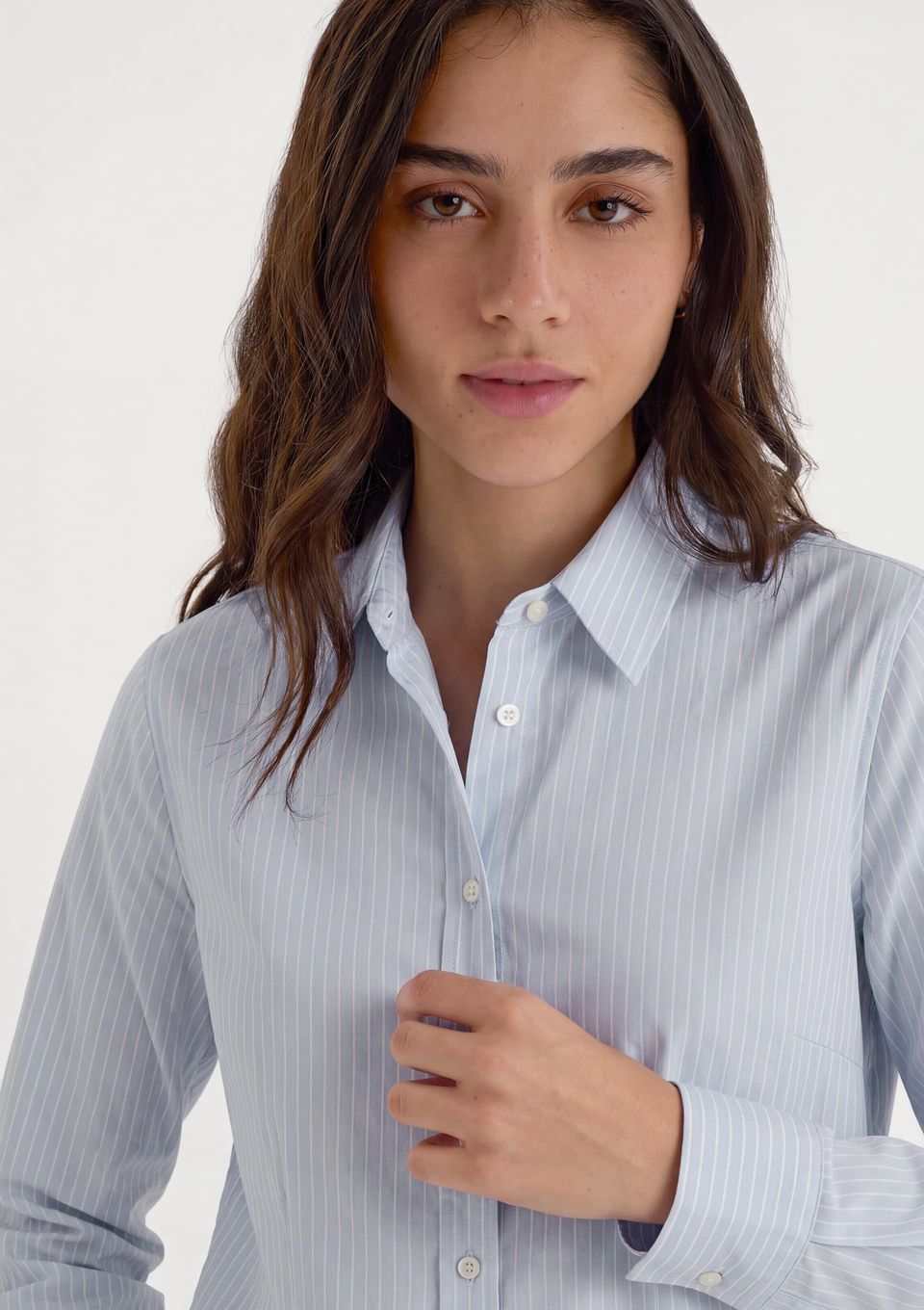 Camisa Feminina Manga Longa Listrada - Azul