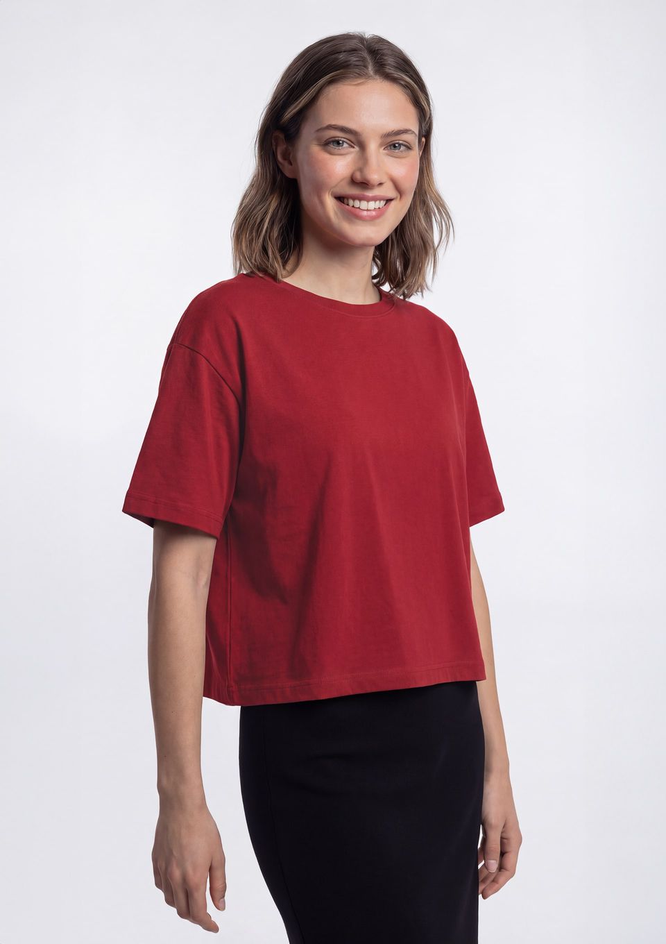 Camiseta Feminina Boxy Manga Curta - Vermelho