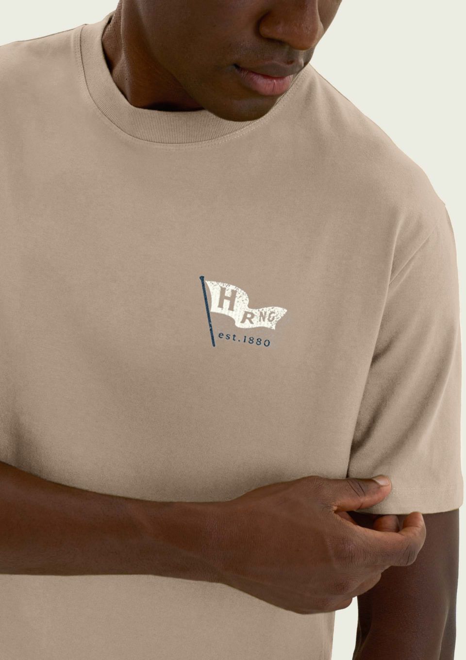 Camiseta Masculina Manga Curta com Estampa - Bege