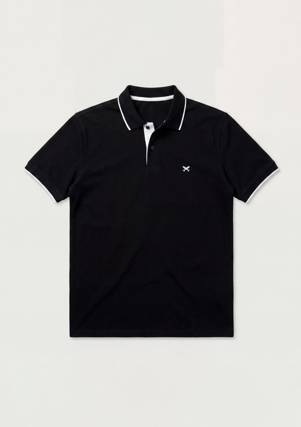 Polo Masculina com Bordado em Malha Premium - Preto
