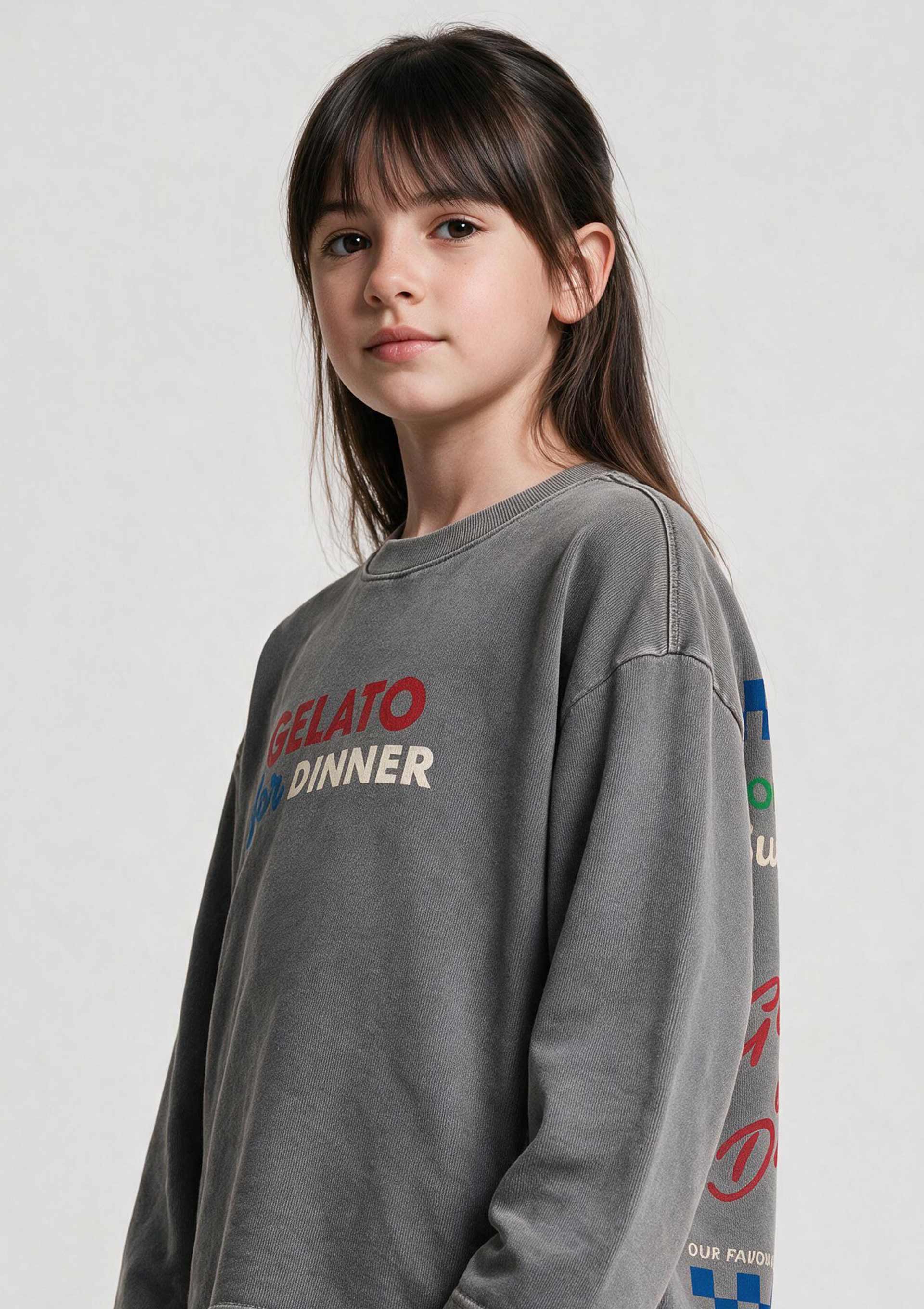 Camiseta Infantil Unissex Manga Longa com Estampa Hering Kids + Renata Vanzetto - Cinza — Hering