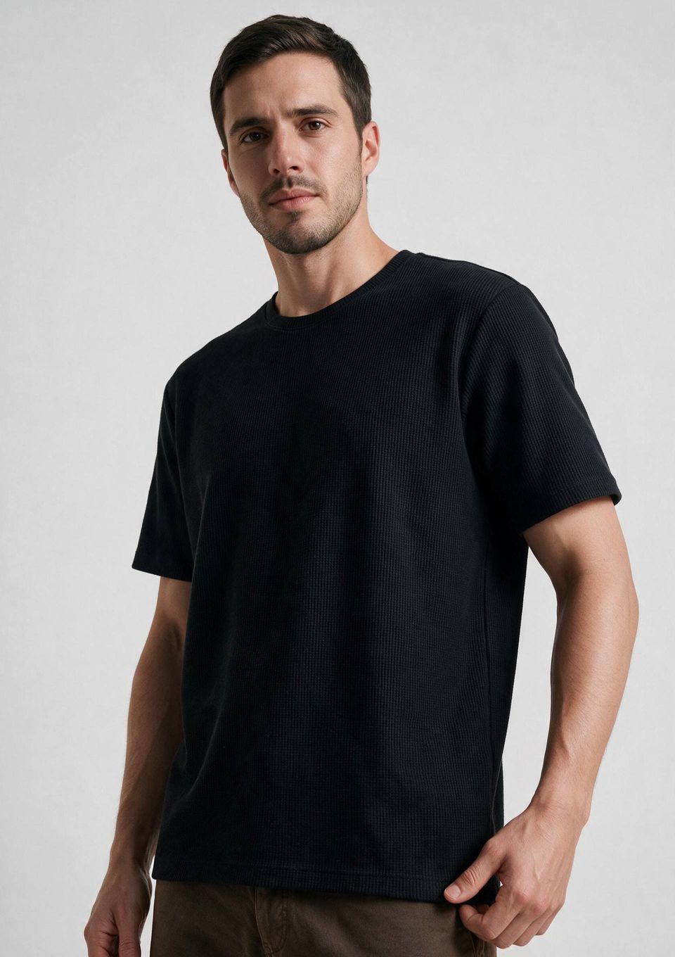 Camiseta Masculina Manga Curta Texturizada - Preto