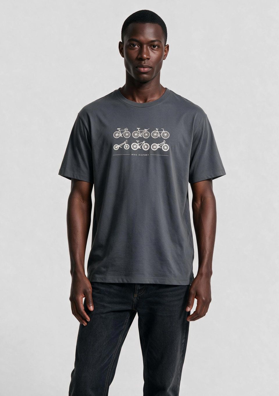 Camiseta Masculina Manga Curta com Estampa - Cinza