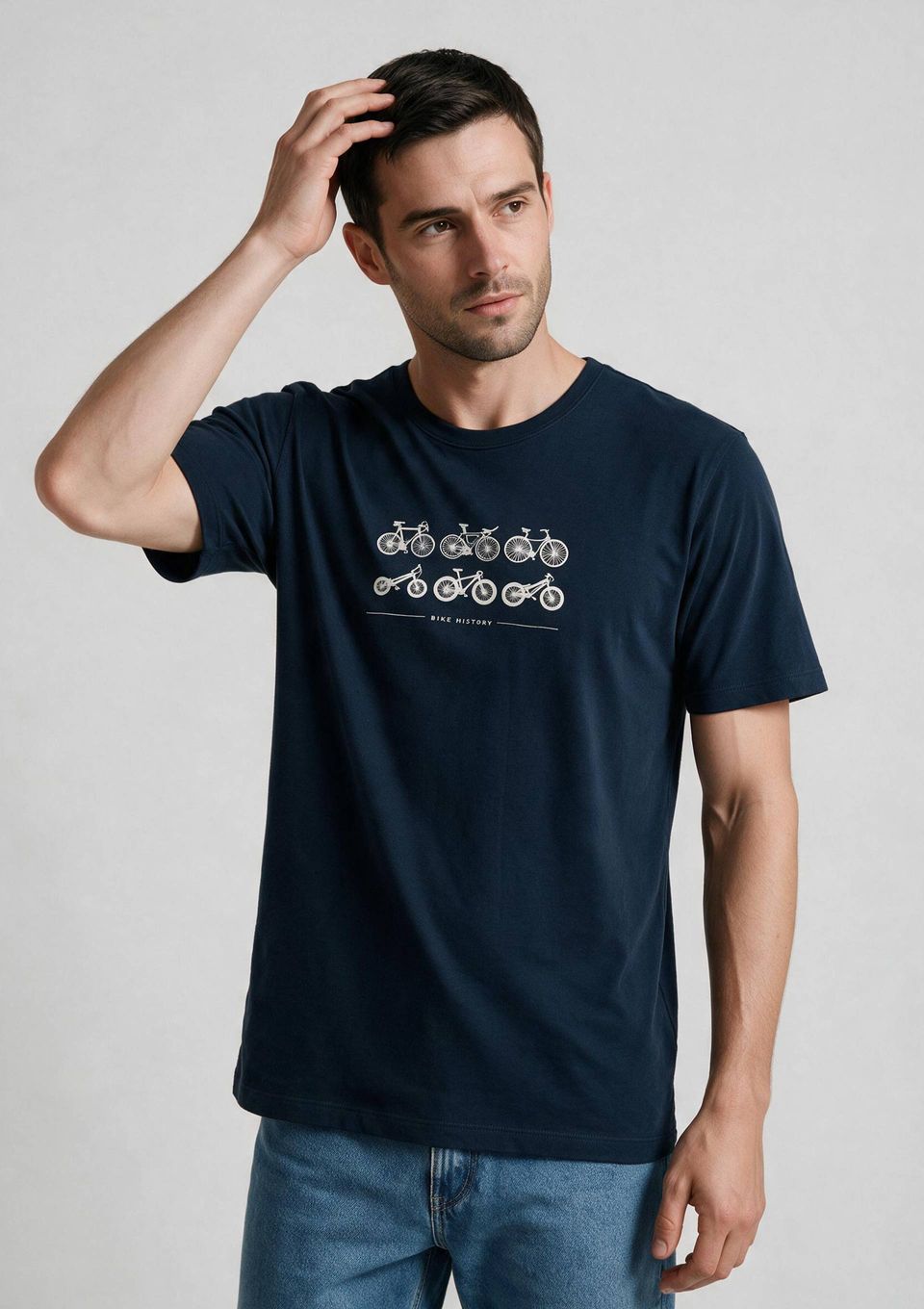 Camiseta Masculina Manga Curta com Estampa - Azul