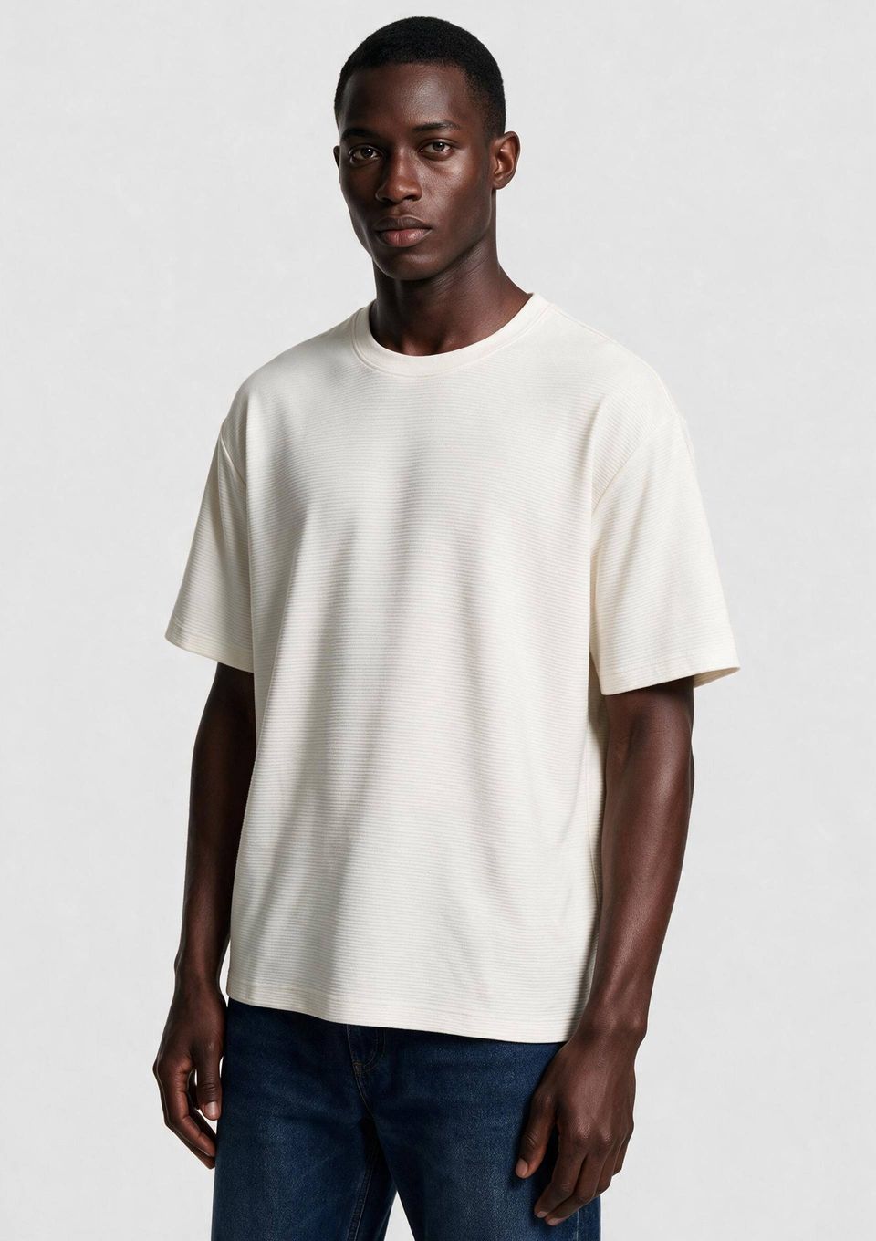 Camiseta Masculina Manga Curta Texturizada - Off White