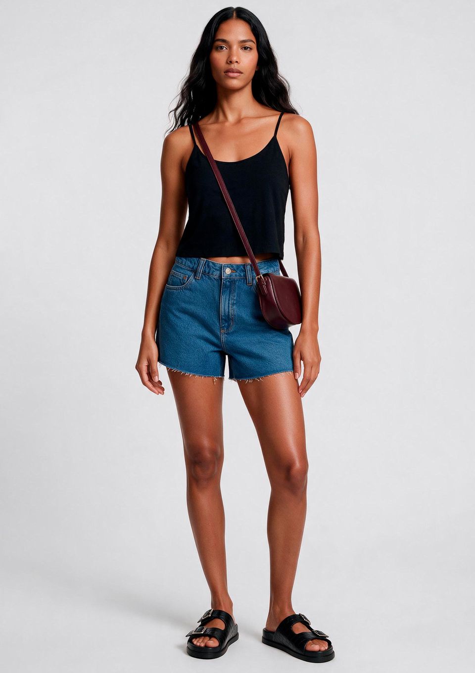 Shorts Jeans Feminino Barra A Fio - Azul Médio