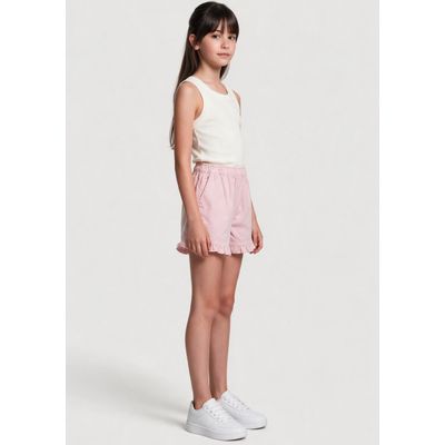 Shorts Infantil Menina Clochard Em Sarja - Rosa