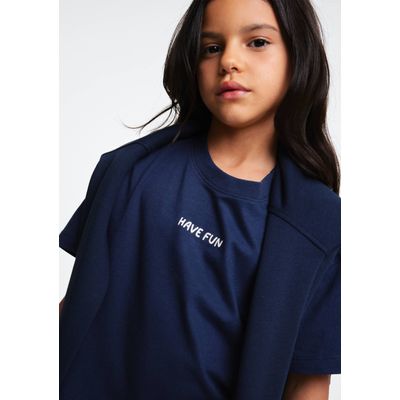 Blusa Infantil Menina Box Com Estampa Frente E Costas - Azul