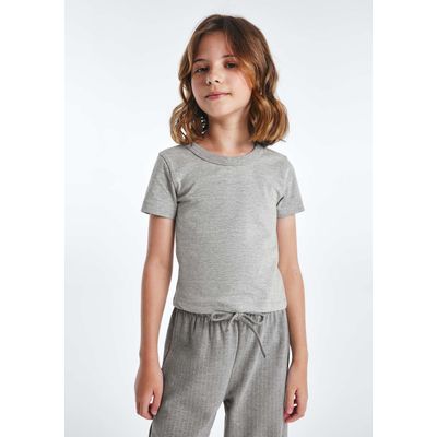 Blusa Infantil Menina Baby Tee - Cinza