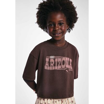 Blusa Infantil Menina Box Oversized Super Cotton - Marrom