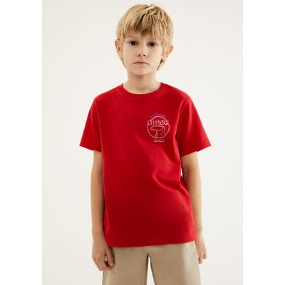 Camiseta Infantil Menino Manga Curta Com Estampa - Vermelho